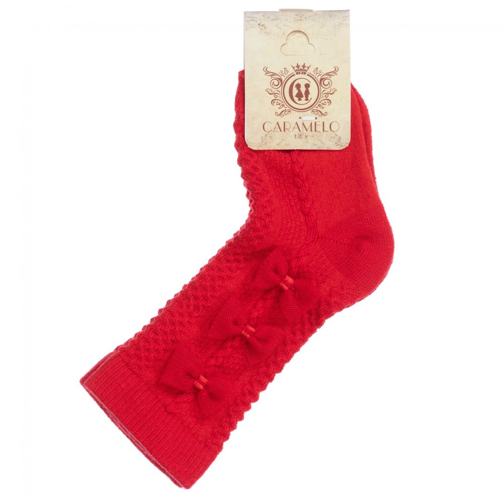 Caramelo Kids-Girls Red Cotton Socks | Childrensalon Outlet