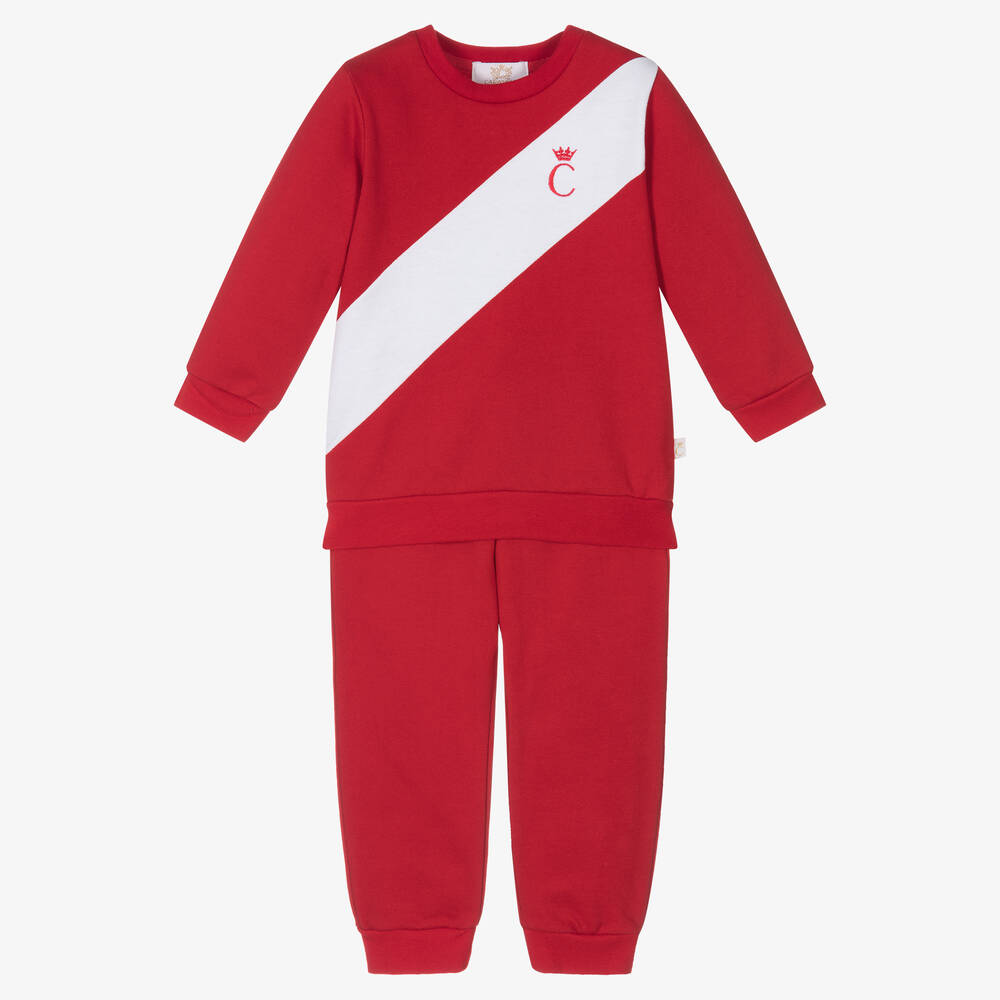 Caramelo Kids - Girls Red Cotton Tracksuit | Childrensalon