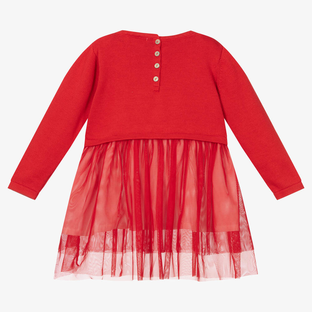 Caramelo Kids-Girls Red Cotton & Tulle Dress | Childrensalon Outlet
