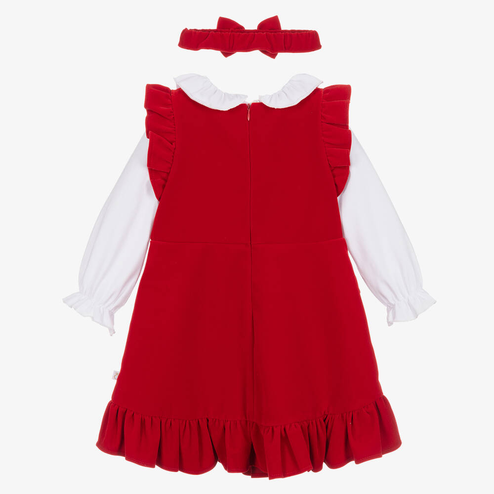 Caramelo Kids-Комплект с красным платьем из хлопкового бархата | Childrensalon Outlet