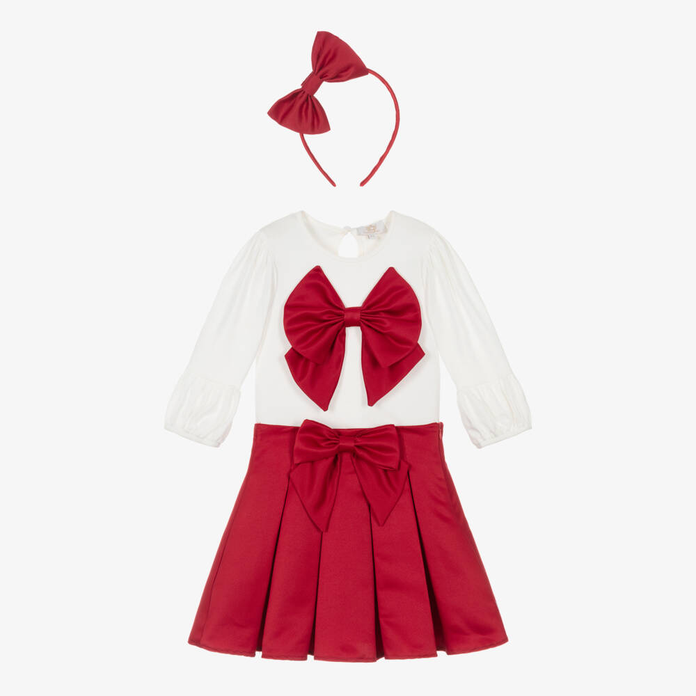 Caramelo Kids-Girls Red Pleated Skirt Outfit | Childrensalon Outlet