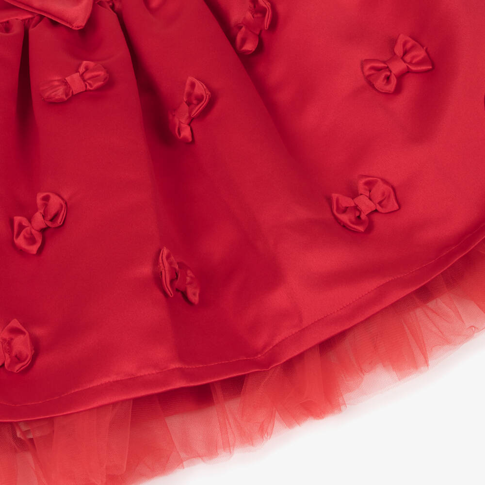 Caramelo Kids-Girls Red Satin Dress & Hairband Set with Bows & Diamantés | Childrensalon Outlet