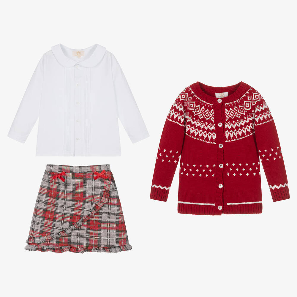 Caramelo Kids-Girls Red Skirt Set | Childrensalon Outlet
