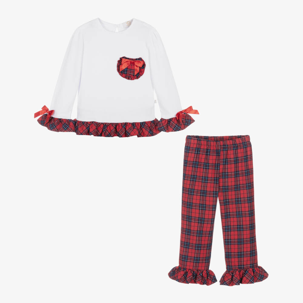 Caramelo Kids-Girls Red Tartan Check Cotton Pyjamas | Childrensalon Outlet