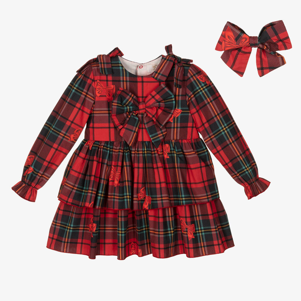 Caramelo Kids - Girls Red Tartan Dress  | Childrensalon