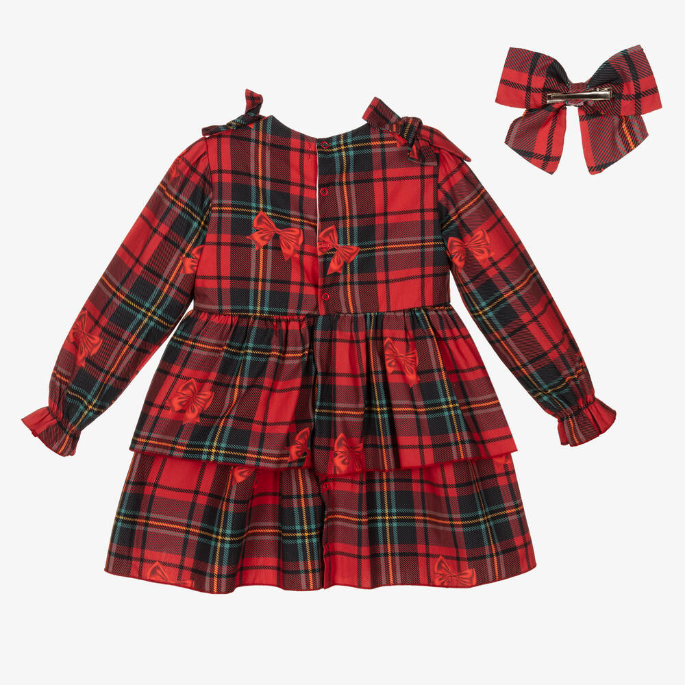 Girls red flannel dress deals