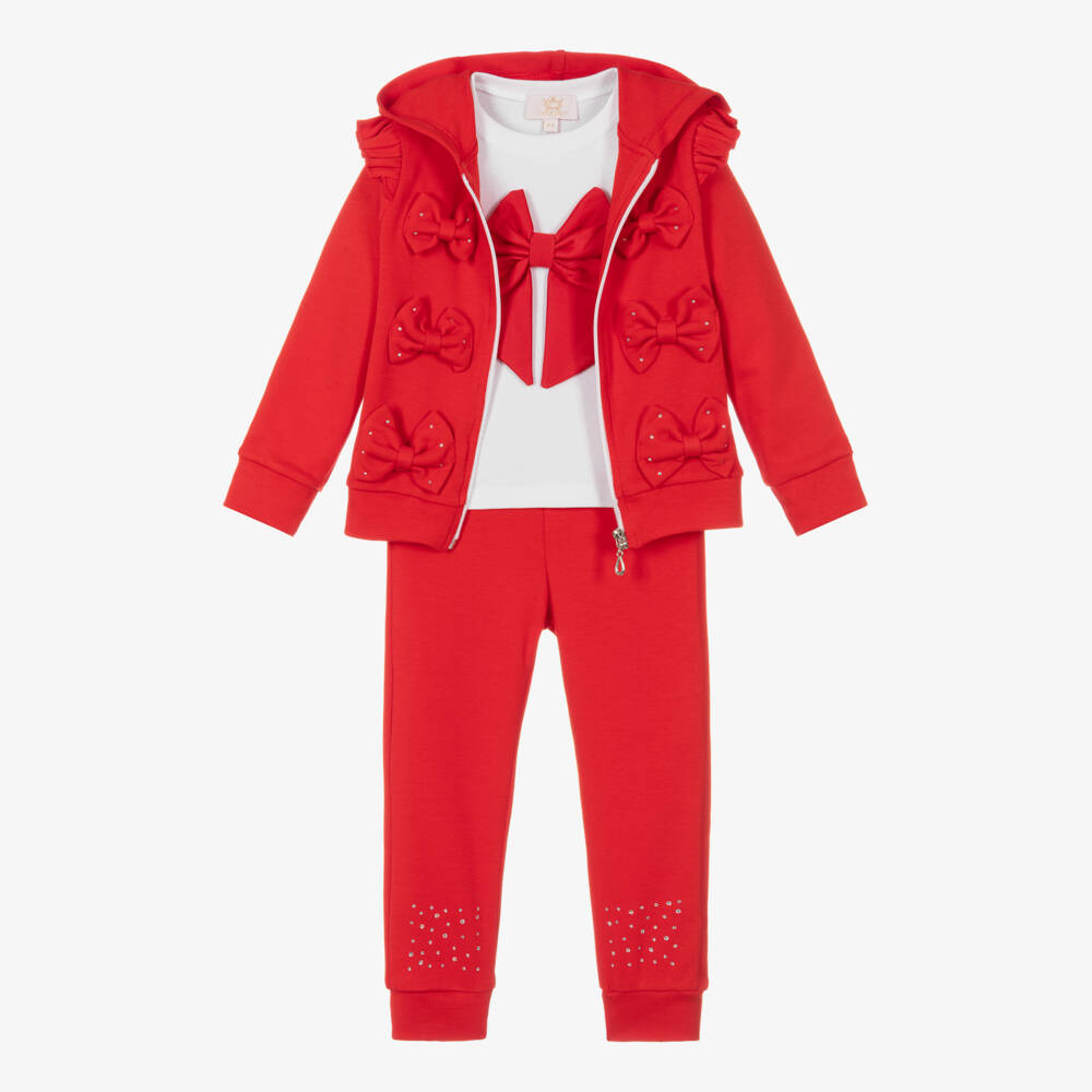 Caramelo Kids-Girls Scarlet Cotton Tracksuit Trio | Childrensalon Outlet