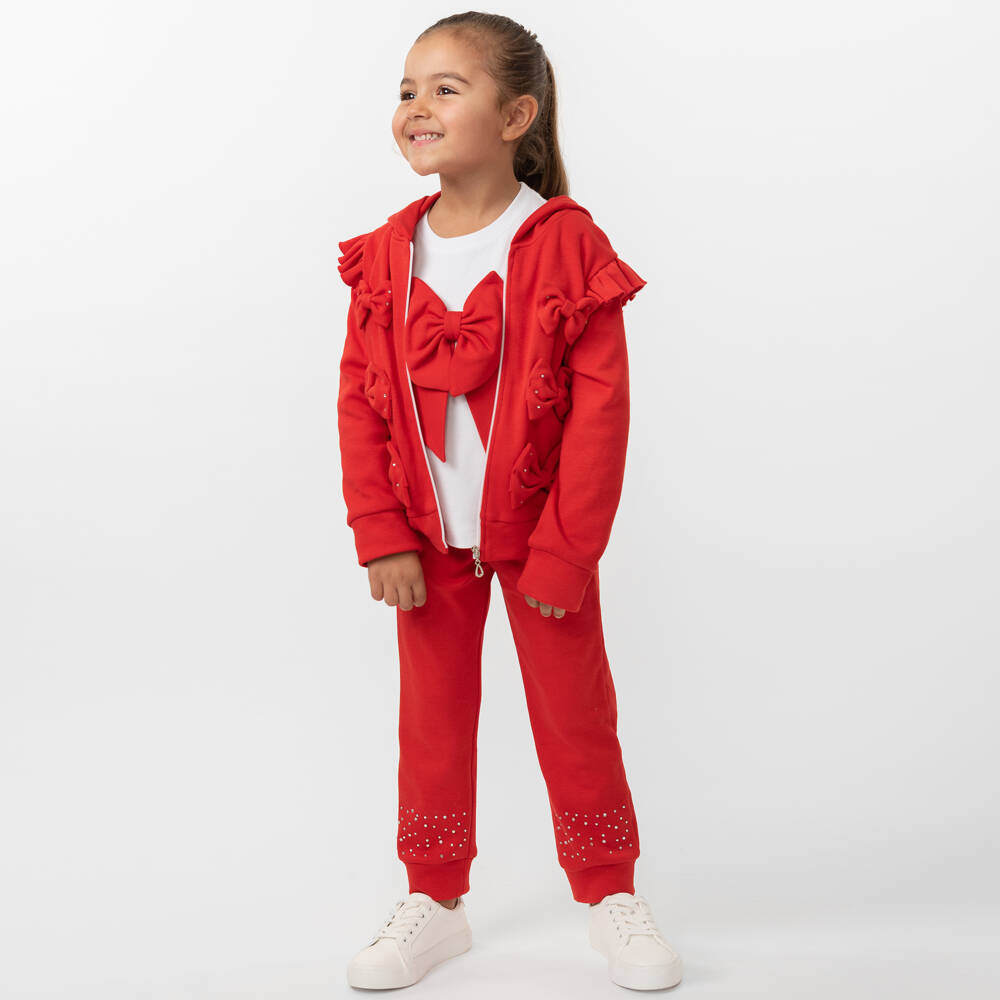 Caramelo Kids-Girls Scarlet Cotton Tracksuit Trio | Childrensalon Outlet
