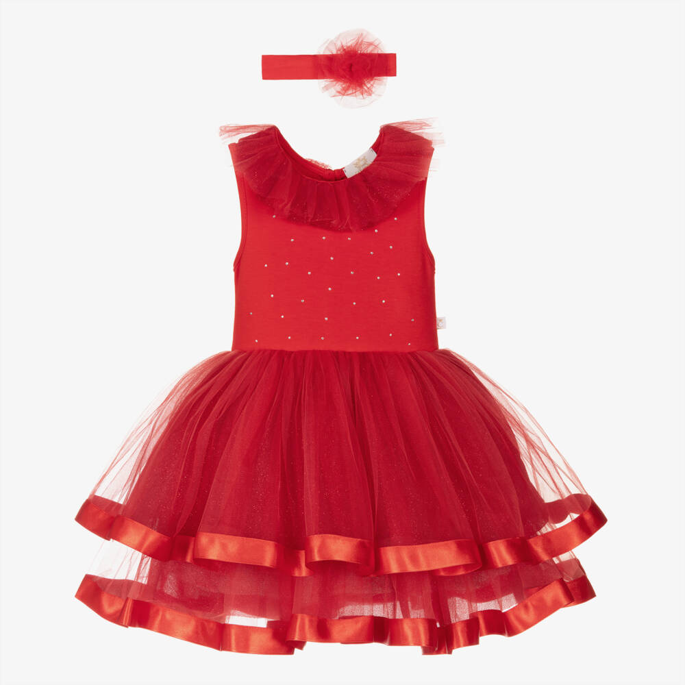 Caramelo Kids-Girls Scarlet Tulle Party Dress | Childrensalon Outlet