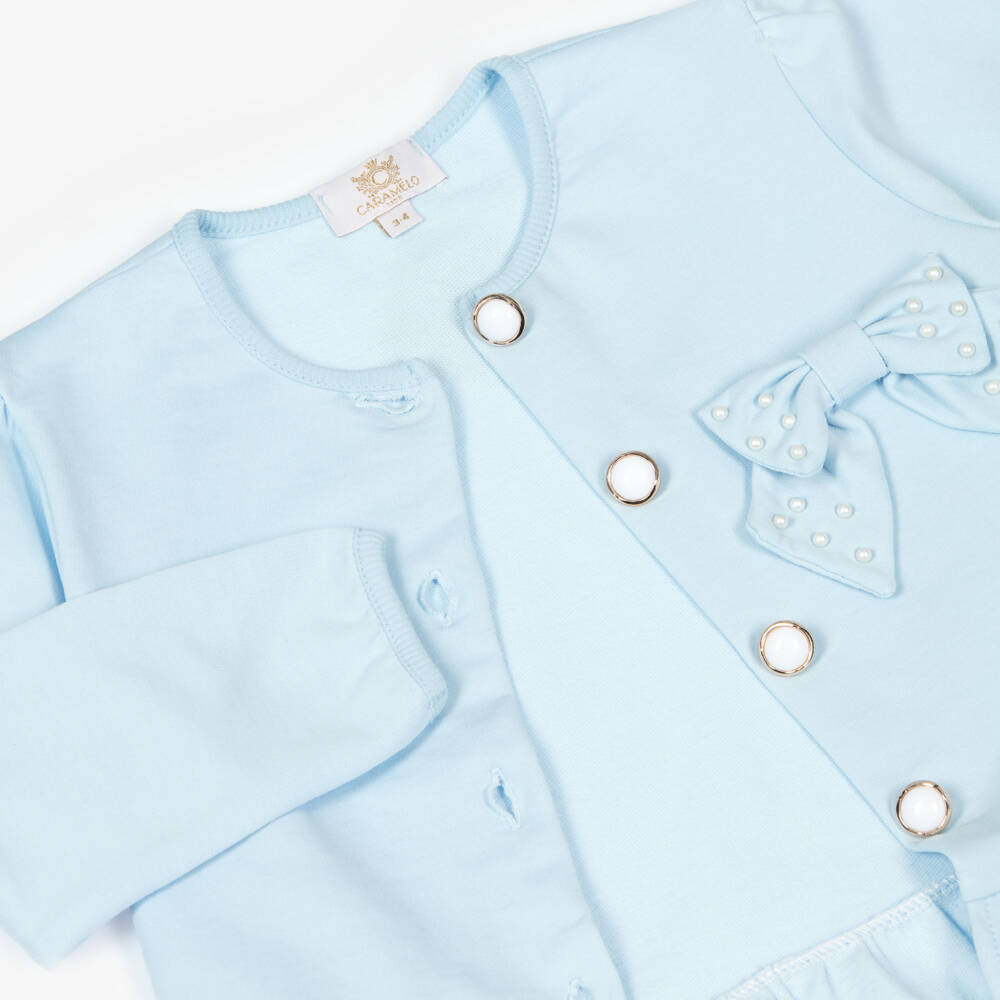 Caramelo Kids-Girls Serene Blue Bow Ensemble | Childrensalon Outlet
