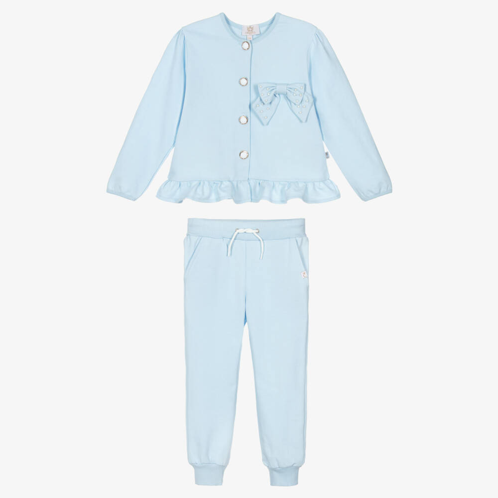 Caramelo Kids-Girls Serene Blue Bow Ensemble | Childrensalon Outlet
