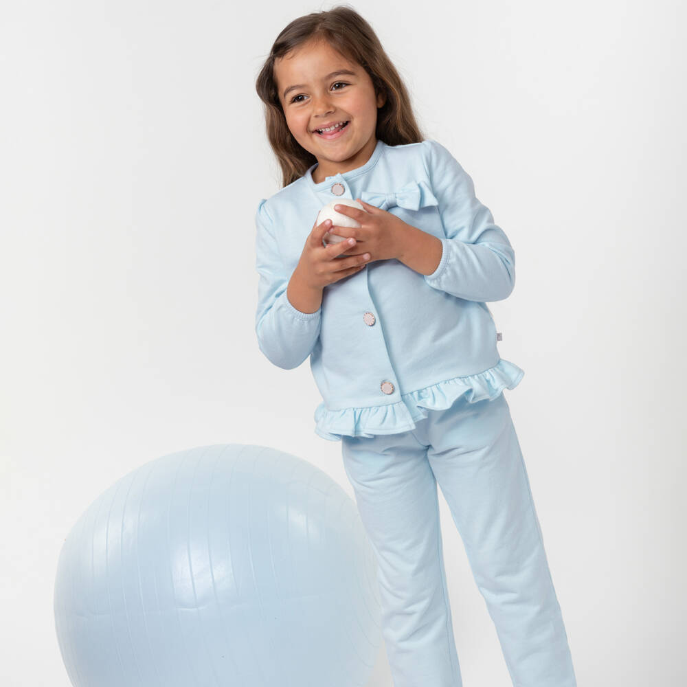 Caramelo Kids-Girls Serene Blue Bow Ensemble | Childrensalon Outlet