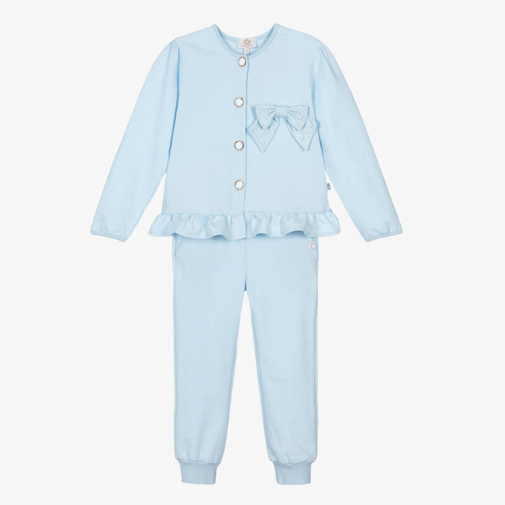 Caramelo Kids-Girls Serene Blue Bow Ensemble | Childrensalon Outlet