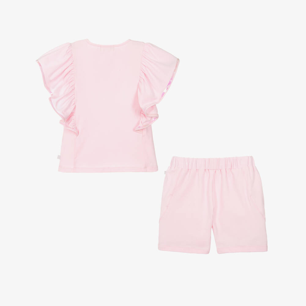 Caramelo Kids-Girls Shimmery Pink Ruffle Ensemble | Childrensalon Outlet