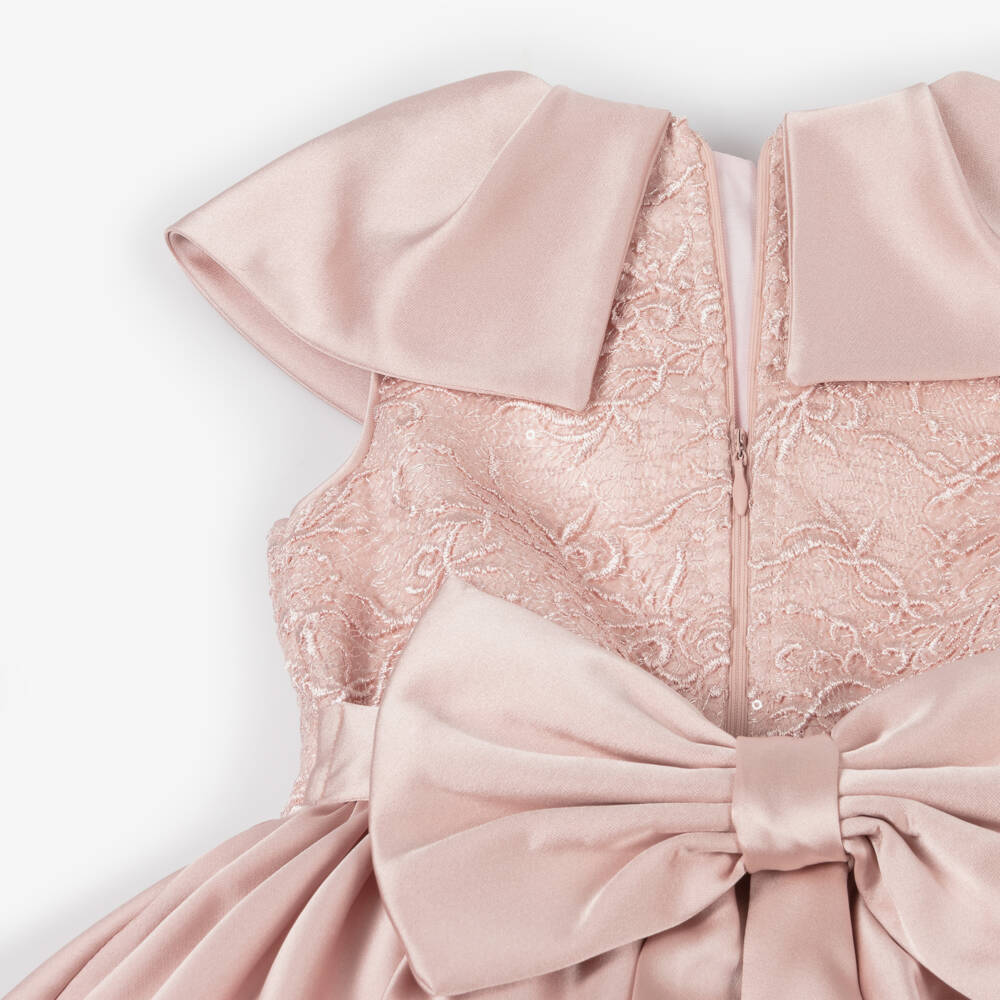 Caramelo Kids-فستان حريري وردي للبنات مع فيونكة | Childrensalon Outlet