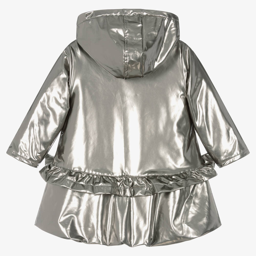 Caramelo Kids-Girls Silver Shimmer Bows Hooded Coat | Childrensalon Outlet