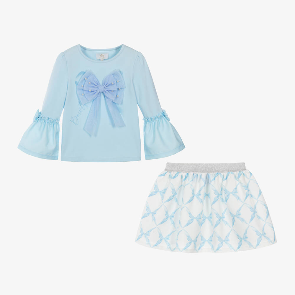 Caramelo Kids-Girls Sky Blue Skirt Ensemble | Childrensalon Outlet