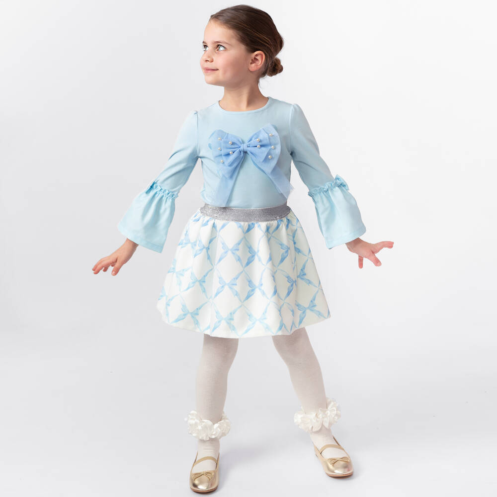 Caramelo Kids-Girls Sky Blue Skirt Ensemble | Childrensalon Outlet
