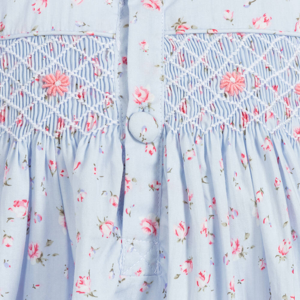 Caramelo Kids-Girls Soft Blue Smocked Nightwear Set | Childrensalon Outlet