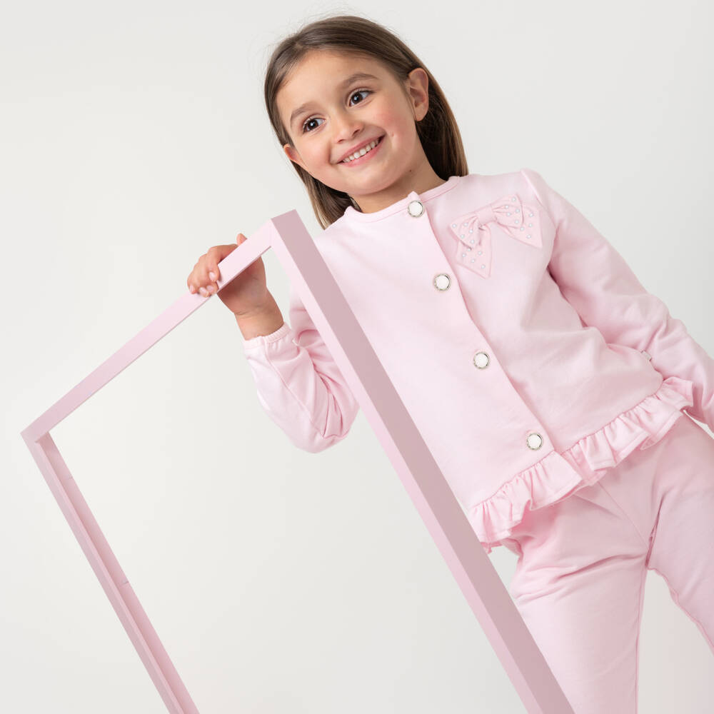 Caramelo Kids-Girls Soft Pink Bow Ensemble | Childrensalon Outlet