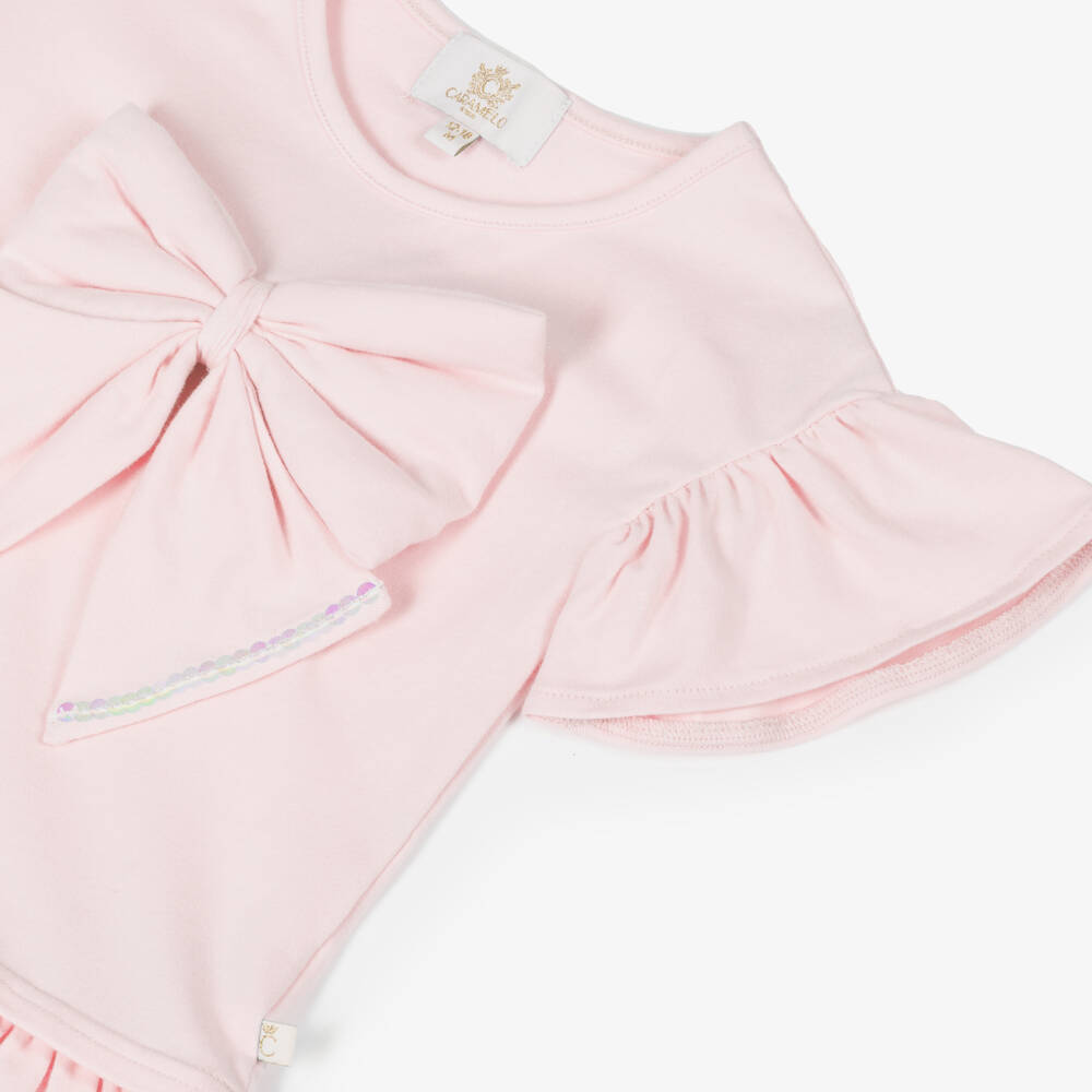 Caramelo Kids-Girls Soft Pink Bow Outfit | Childrensalon Outlet