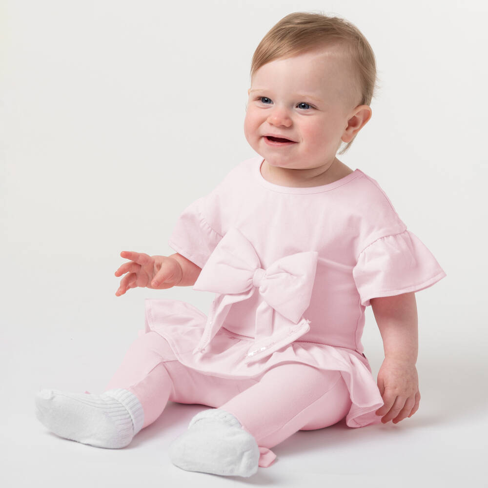 Caramelo Kids-Girls Soft Pink Bow Outfit | Childrensalon Outlet