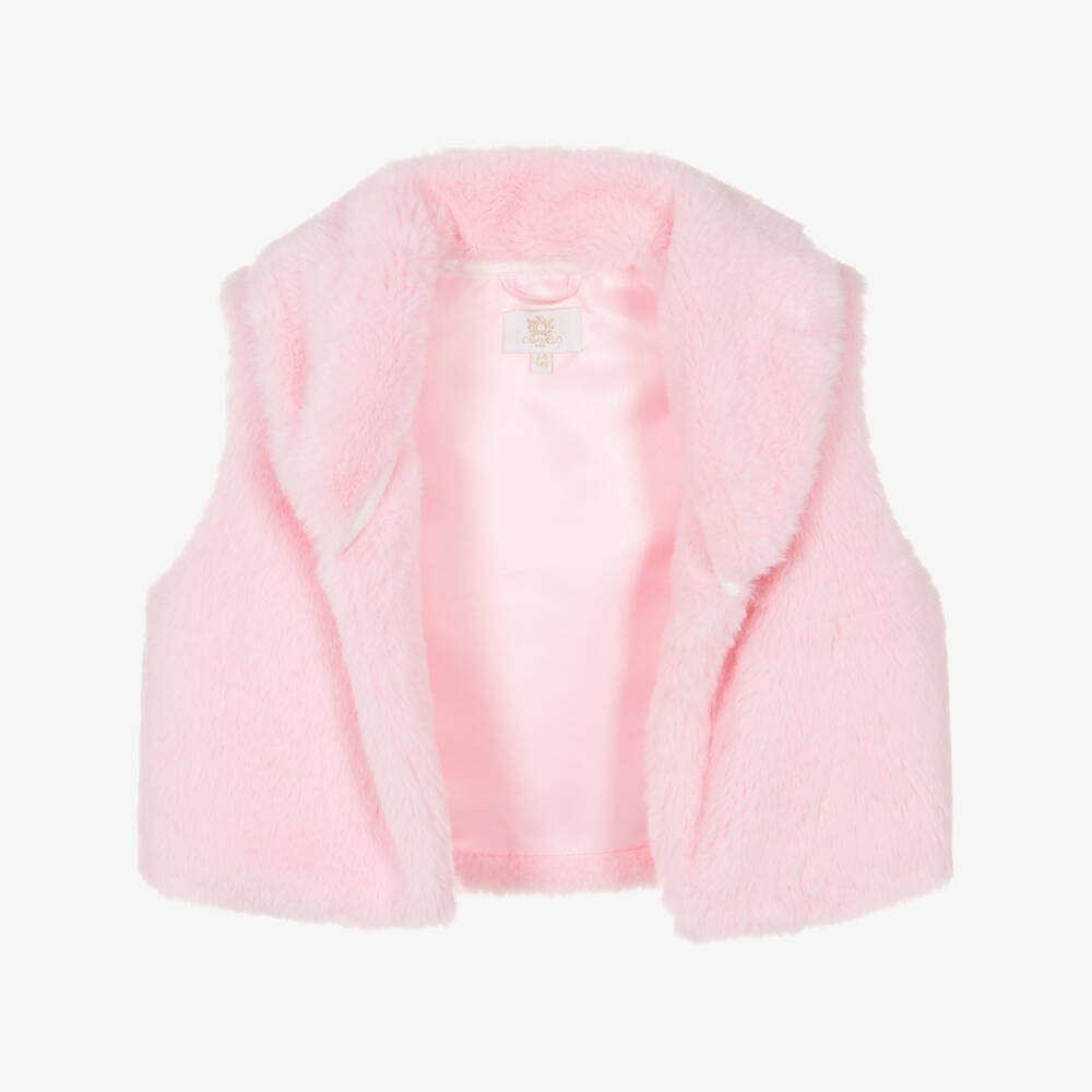 Caramelo Kids-Girls Soft Pink Faux Fur Vest | Childrensalon Outlet