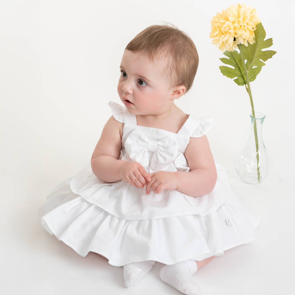 Caramelo Kids-Girls Soft White Ruffle Dress Set | Childrensalon Outlet