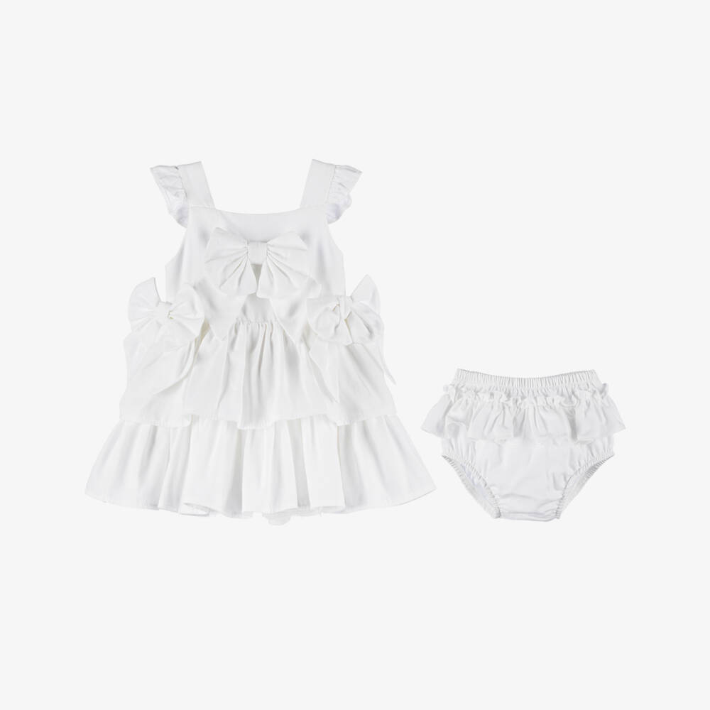 Caramelo Kids-Girls Soft White Ruffle Dress Set | Childrensalon Outlet