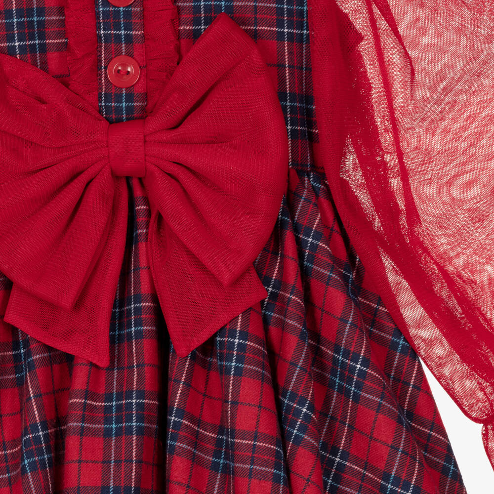 Caramelo Kids-طقم فستان تارتان قطن لون أحمر | Childrensalon Outlet