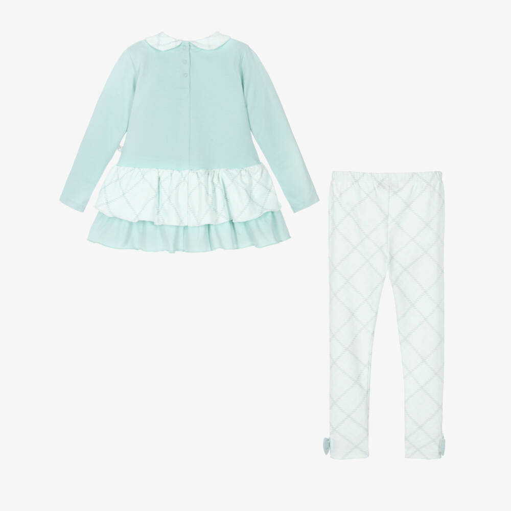 Caramelo Kids-Girls Teal Blue Cotton Leggings Set | Childrensalon Outlet