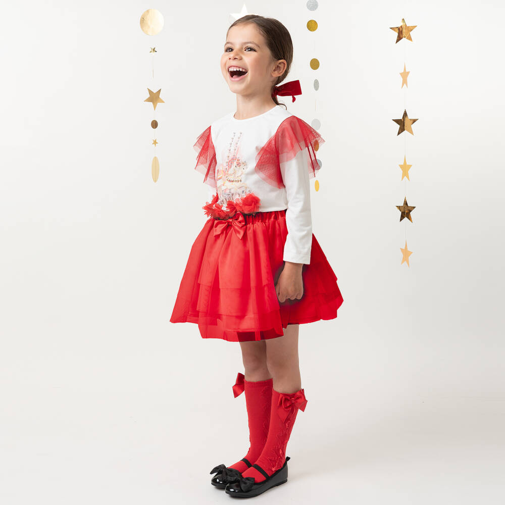 Caramelo Kids-Girls Twirl-Ready Red & White Ensemble | Childrensalon Outlet