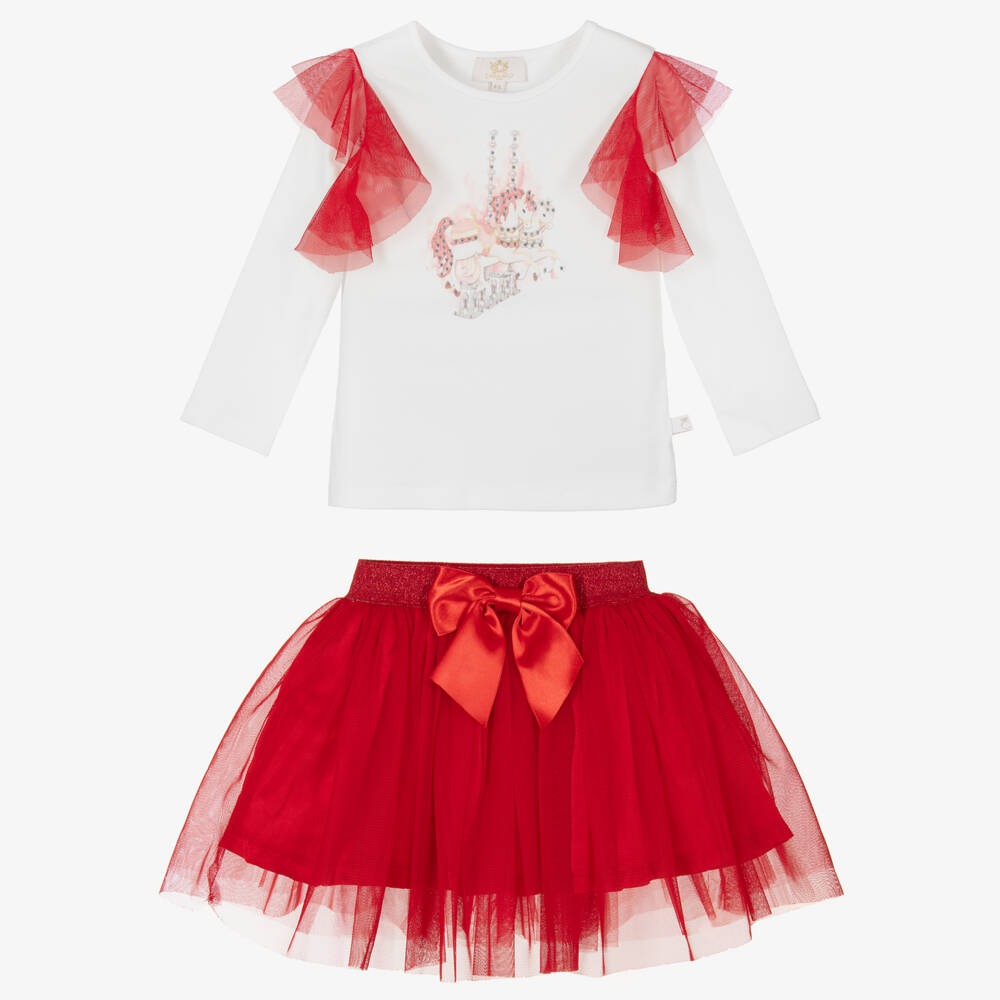 Caramelo Kids-Girls Twirl-Ready Red & White Ensemble | Childrensalon Outlet