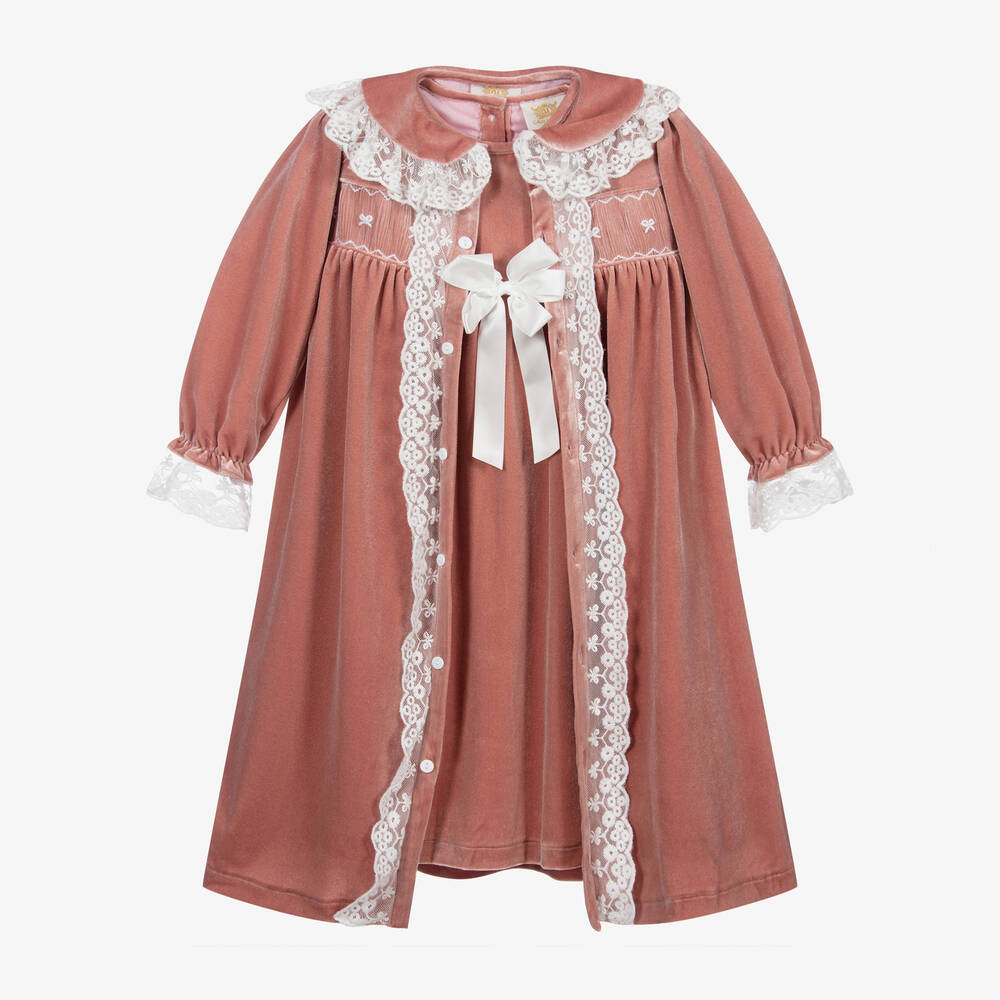 Caramelo Kids-Girls Velour Gown & Nightie Set | Childrensalon Outlet
