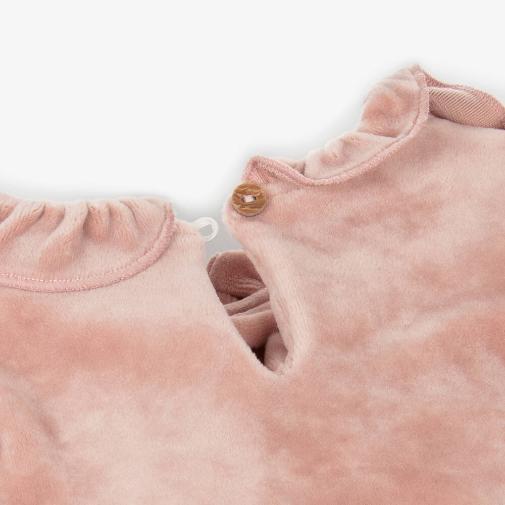 Caramelo Kids-Girls Velour Pink Bow Dress Set | Childrensalon Outlet