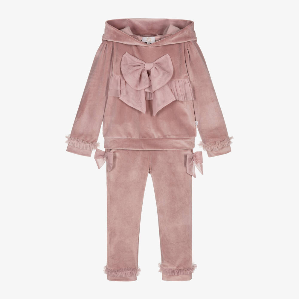 Caramelo Kids-Girls Velour Tracksuit with Tulle Bows | Childrensalon Outlet