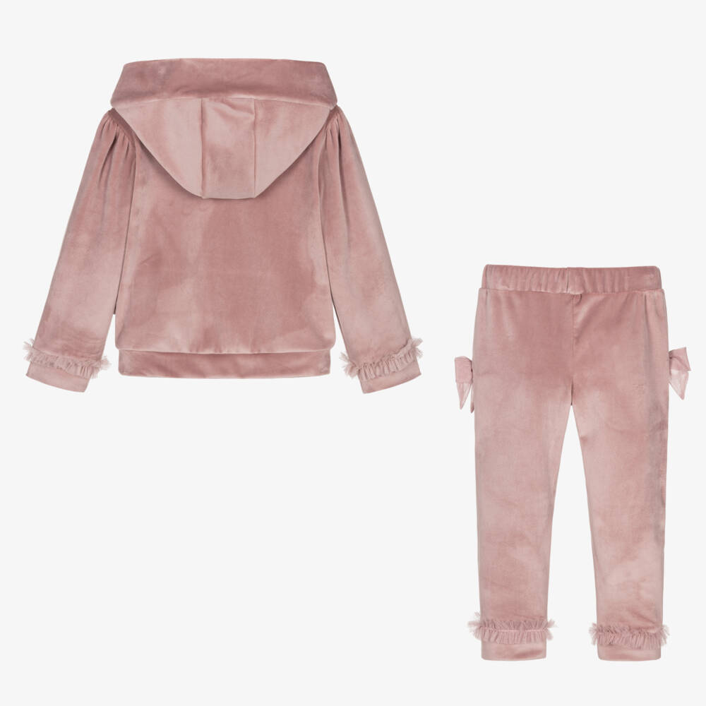 Caramelo Kids-Girls Velour Tracksuit with Tulle Bows | Childrensalon Outlet