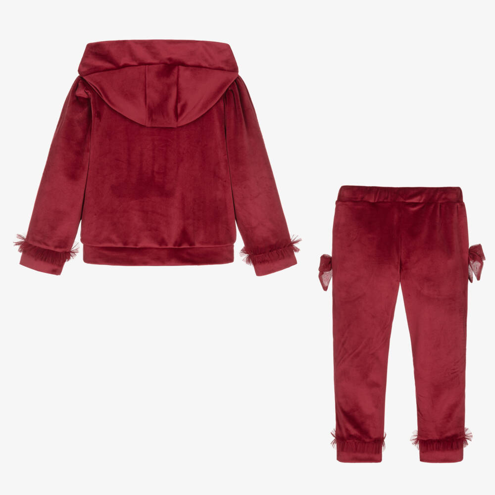 Caramelo Kids-Girls Velour Tracksuit with Tulle Bows | Childrensalon Outlet