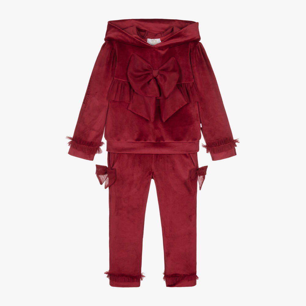Caramelo Kids-Girls Velour Tracksuit with Tulle Bows | Childrensalon Outlet
