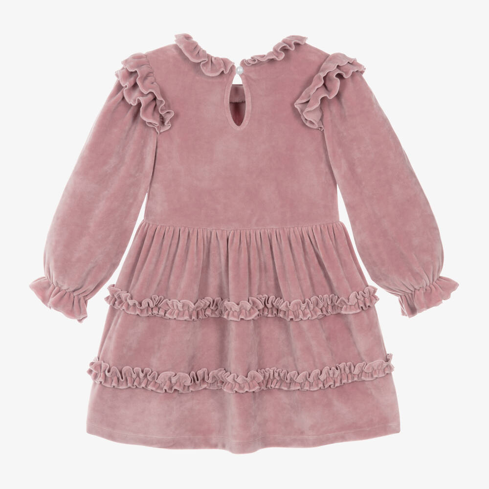 Caramelo Kids-Girls Velvet Bow Dress in Pink | Childrensalon Outlet