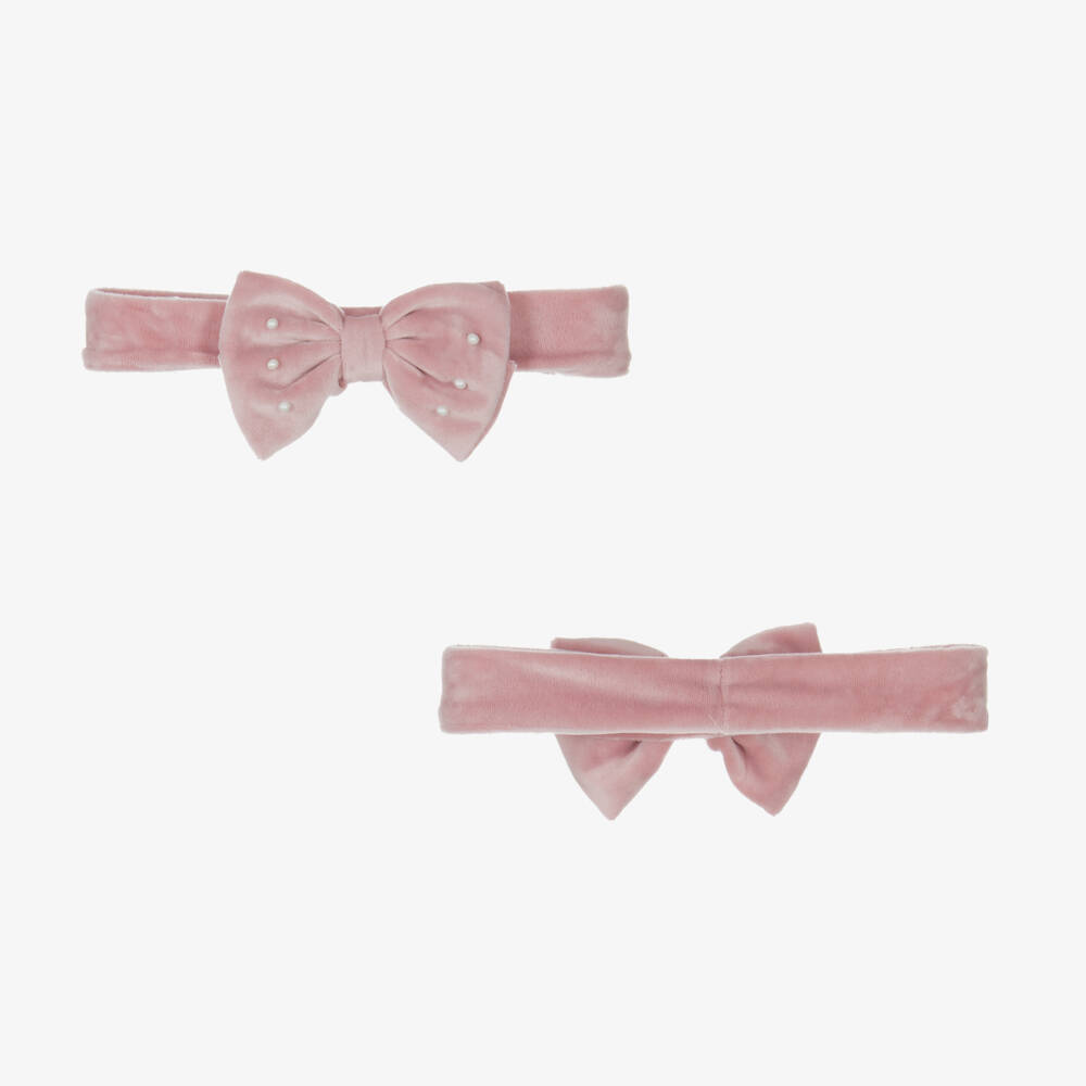 Caramelo Kids-Girls Velvet Bow Dress in Pink | Childrensalon Outlet