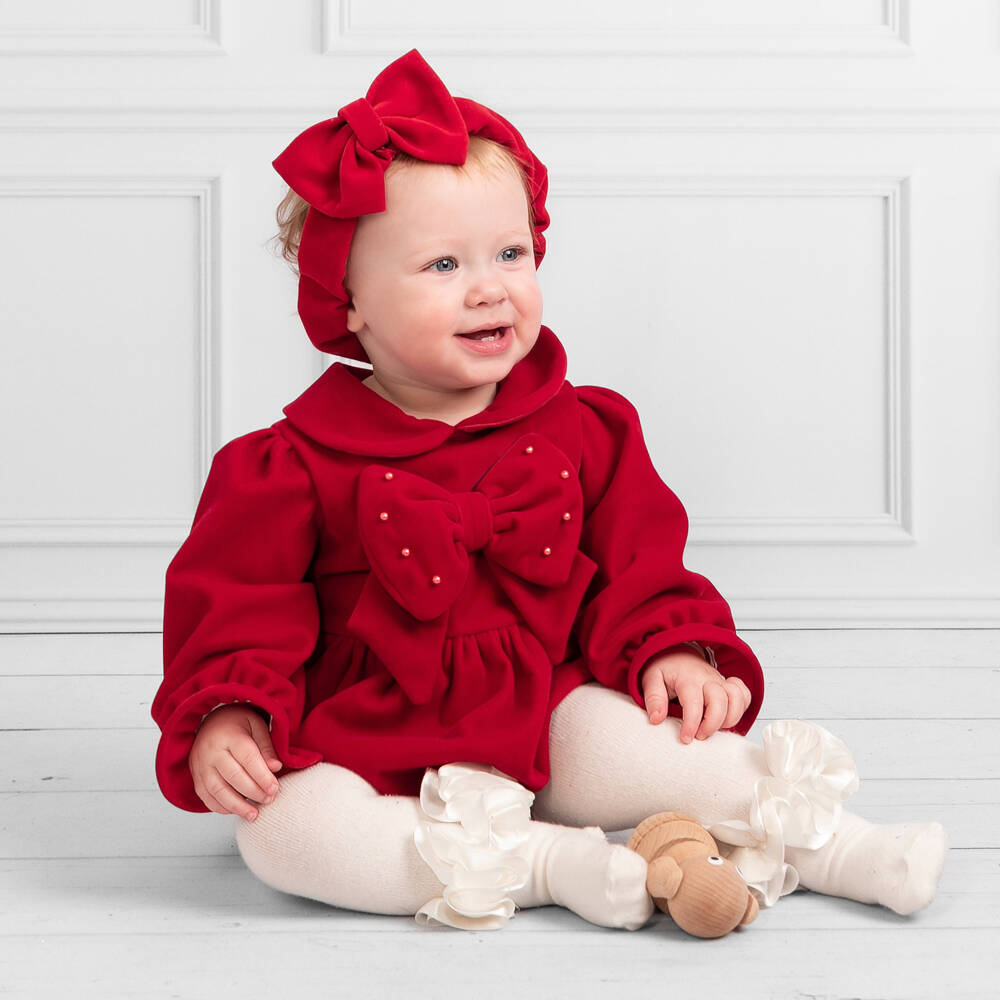 Caramelo Kids-Girls Velvet Bow Shortie Set | Childrensalon Outlet
