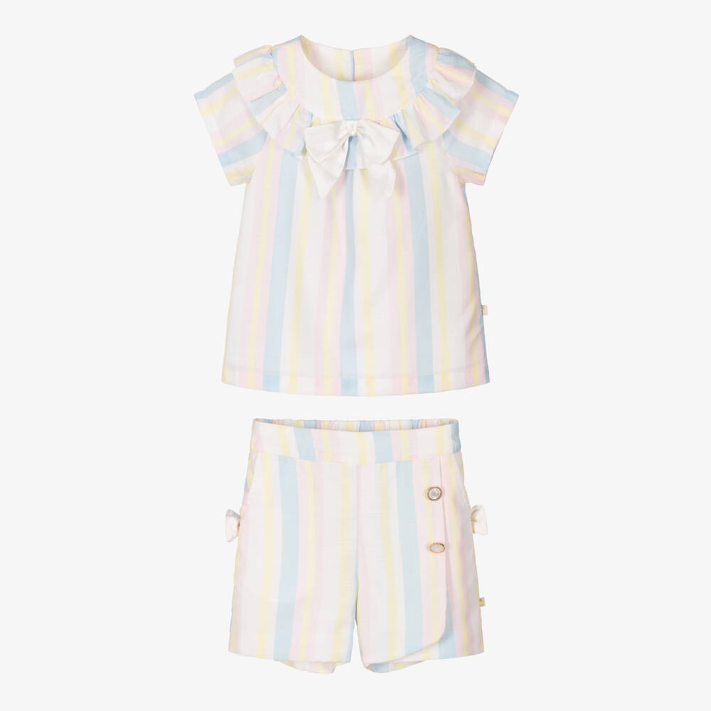 Caramelo Kids-Girls Vibrant Rainbow Striped Ensemble | Childrensalon Outlet