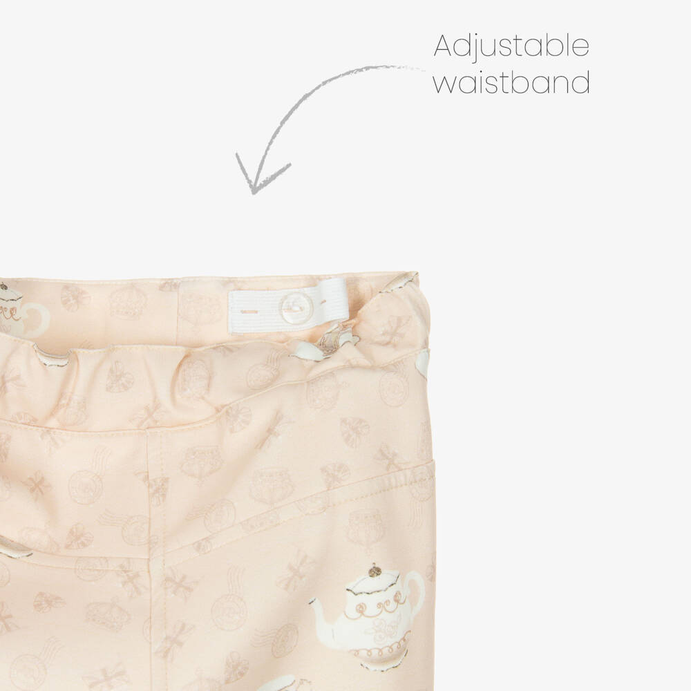 Caramelo Kids-Girls White & Beige Tea Party Shorts Set | Childrensalon Outlet