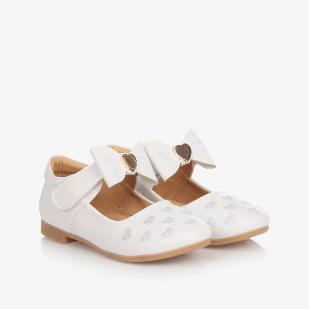 Caramelo Kids-Girls White Bow Shoes | Childrensalon Outlet