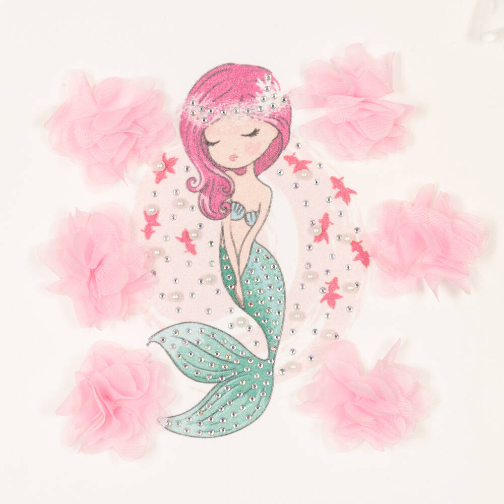 Caramelo Kids-Белое платье из хлопка и тюля с Русалочкой | Childrensalon Outlet