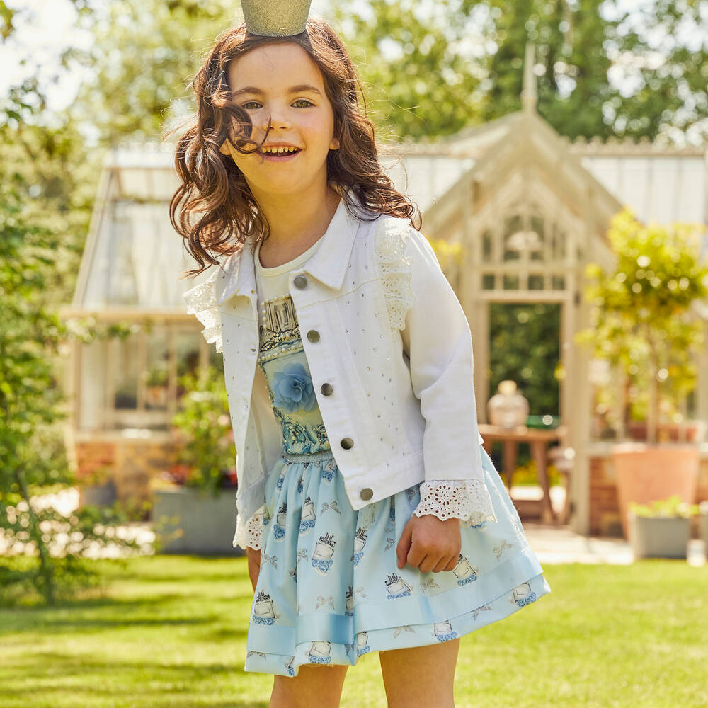 Caramelo Kids-Girls White Diamanté Jacket | Childrensalon Outlet
