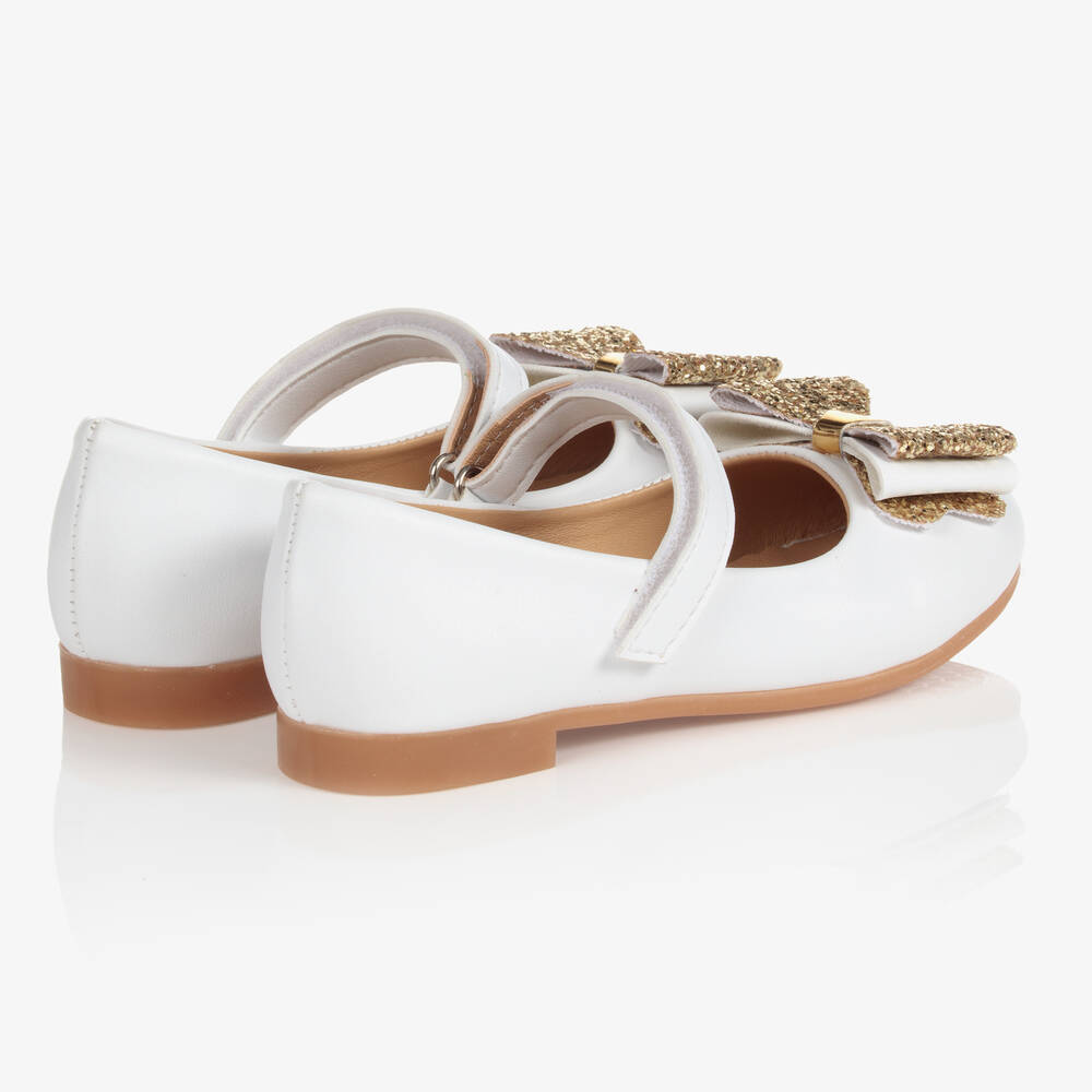Caramelo Kids Girls White Faux Leather Pumps Childrensalon Outlet