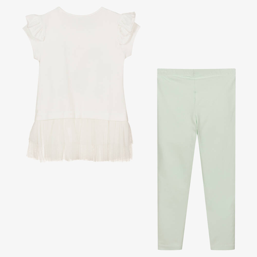 Caramelo Kids-Girls White & Green Mermaid Leggings Set | Childrensalon Outlet