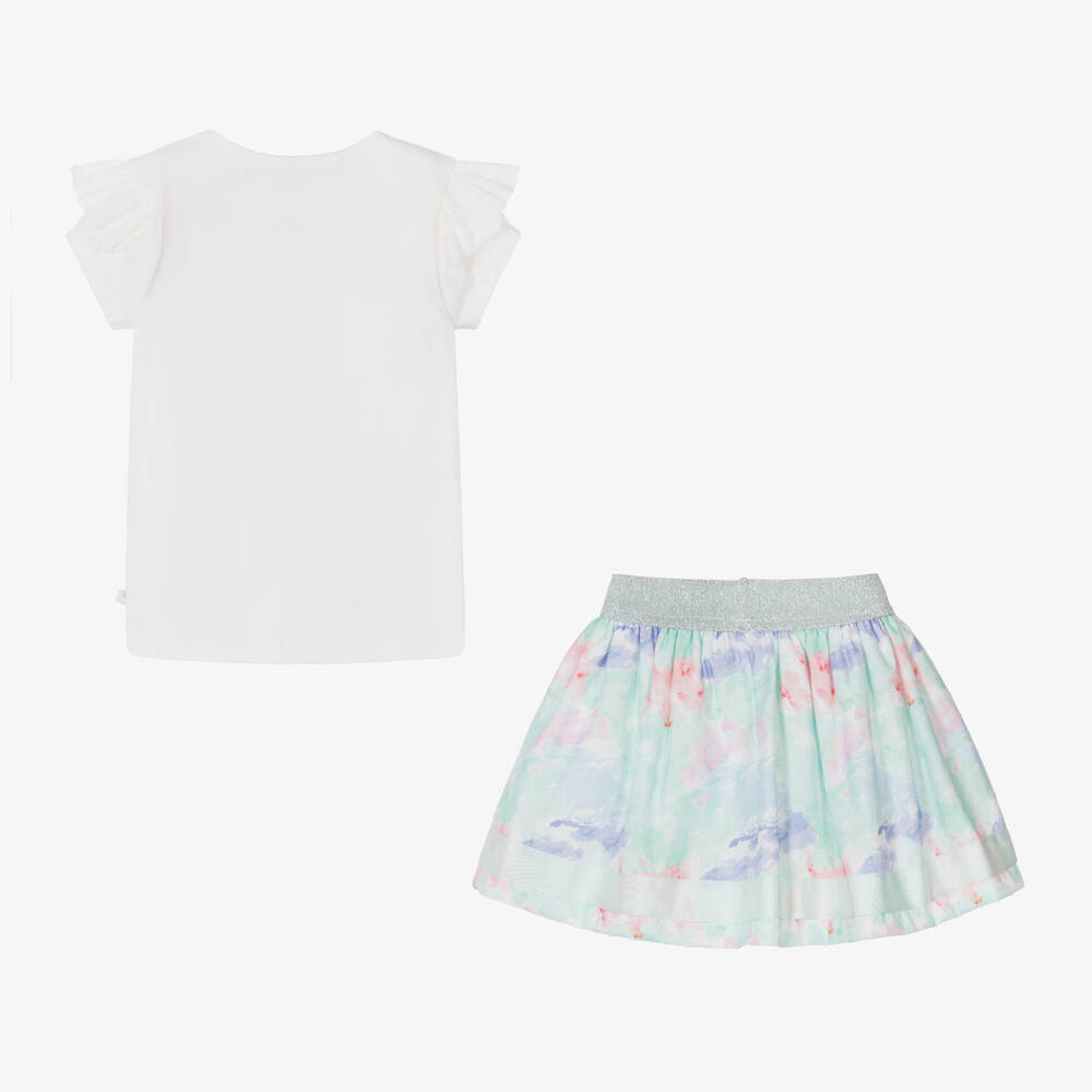 Caramelo Kids-Girls White & Green Skirt Set | Childrensalon Outlet
